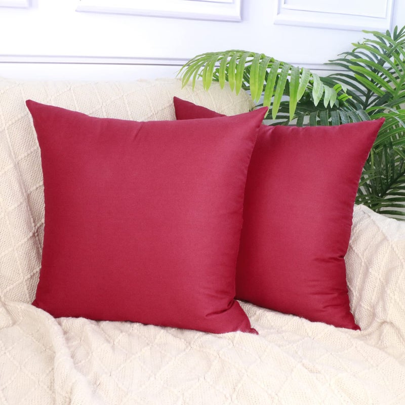Thmyo 4-Pack 100% Cotton Comfortable Solid Decorative Throw Pillow Case, Square Cushion Cover Pillowcase Sublimation Blank Pillow Covers DIY Throw Pillowcase for Couch(18x18 inch/ 45x45cm,Dark red) - Image 2